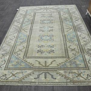 7x9 TURKISH VINTAGE RUG 7x9 vintage rug 7x9 rug 7x9 turkish rug Oushak Handmade Wool Rug 7x9 Wool Area Rug Anatolian Rug Unique Rug 10413
