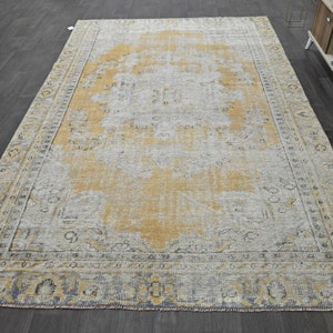 7x10 Vintage Turkish Oushak Handmade Wool Rug,7x10 rug,7x10, Large Area Rugs, Farmhouse Decor, Turkey Rug, Oversize Wool Rug ,10658
