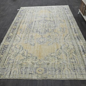 Turkish rug, Vintage rug, Handmade rug, Boho decor, Home decor rug, Floor rug, Organic wool rug, Oushak rug, Turkey rug 6.4 x 9.9 ft