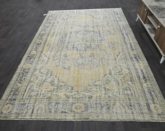 Turkish rug, Vintage rug, Handmade rug, Boho decor, Home decor rug, Floor rug, Organic wool rug, Oushak rug, Turkey rug 6.4 x 9.9 ft