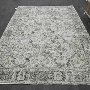 7x10 Vintage Rug, Beige Turkish Area Rug, Bedroom Rug, Wool Anatolian Oushak Carpet, Living Room Rug, Boho Rug, Antique Rug, Decorative Rug