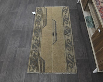 2 x 4 tapis turc Oushak mini 2,0 x 4,1 tapis, tapis d'entrée, tapis marron, tapis de salle de bain, petit tapis vintage, petit tapis oushak, tapis bohème