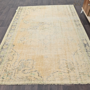 turkish oushak rug, Anatolian vintage rug, turkish rug 6x8, bohemian rug, oushak rug, handmade rug, knotrug, wool rug,kilim rug,orange 6655