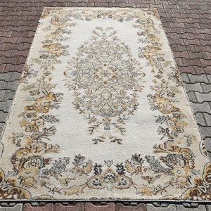 Turkish Rug, Large Rug, 5.3x9.6 feet, Vintage Rug, Oriental Rug, Salon Rug, Handmade Rug, Oushak Rug, Antique Rug, Living Room Rug, 5959