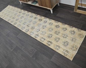turkish runner rug, runner rug, entryway rug, vintage rug, hallway rug, corridor rug, handmade rug, boho rug, corridor rug, 2.1 x 9.4 ft