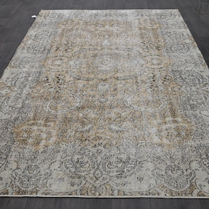 7x9 Turkish Vintage Wool Rug, 7x9 Vintage Rug, 7x9 Rug, 7x9 Turkish Rug, Distressed Rug, Handmade Rug, 7x9 Muted Rug, 7x9 Area Rug, 5335