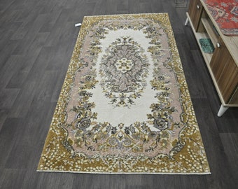 Carpette 4 x 7, tapis turc, tapis de sol, tapis de chambre à coucher, tapis vieilli, tapis kilim, décoration bohème, tapis beige, tapis 4 x 7, livraison gratuite, tapis de maison