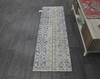 2 x 6 tapis de chemin turc étroit, tapis de course vintage, tapis de course oushak, tapis en laine, tapis fait main, beige, décoration de ferme, tapis patchwork, tapis authentique