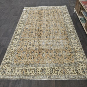 5x8 ORANGE BLUE DECOR, Vintage Turkish Oushan Rug, Distressed Rug, Handmade Wool Rug, Antique Rug, Home Decor, 5x8 Area Rug, Living Room Rug