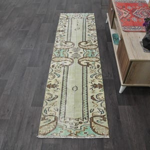 2x7 Rug,2x7 Turkish Natural Rug,2x7 Beige Rug,2x7 Vintage,Runner,2x7 Ousak Rug,Home decor,2x7 Vintage Rug,Handmade Rug Wool Rug 1&#39;9x7&#39;0 ft