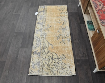 Alfombra turca, alfombra de pasillo, alfombra hecha a mano, alfombra vintage, decoración del hogar boho, alfombra de cocina, alfombra de Anatolia, alfombra Oushak, alfombra boho, 1,9 x 5 pies 11556