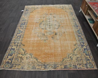 Turkish Rug, Vintage Rug, Large Rug, Area Rug 5.5 Ft X 9.2 Ft