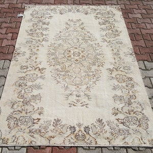 5x8 Turkish Vintage Rug, Oushak Handmade Wool Rug, Area Rug, Ethnic Turkey Rugs, Farmhouse Decor, One-of-a-Kind, Anatolia, Boho Decor Carpet