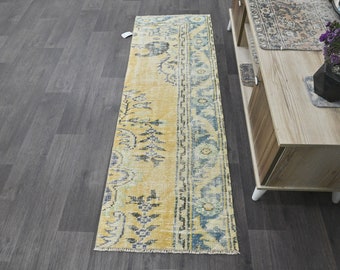 2x6 Vintage Runner, 2x6 Turkish Rug Runner, Handmade Wool Rug, Neutral Kitchen Hallway Rug, Farmhouse Decor, Boho Decor, Entryway Rug