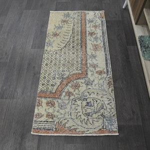 Vintage Mini Rug, 2x4 Door Mat Rug, Turkish Mini Rug, Oushak Mini Rug, 2x4 Anatolian Rug, 2x4 Mini Rug, Wool Door Mat, Soft Door Mat, 4136