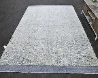 tapete turco 'tapete vintage' tapete oushak 'tapete turco azul' 6'3x9'8 pés 'tapete vintage feito à mão' tapete de área 'tapete anatólio' tapete 8x10 '9934