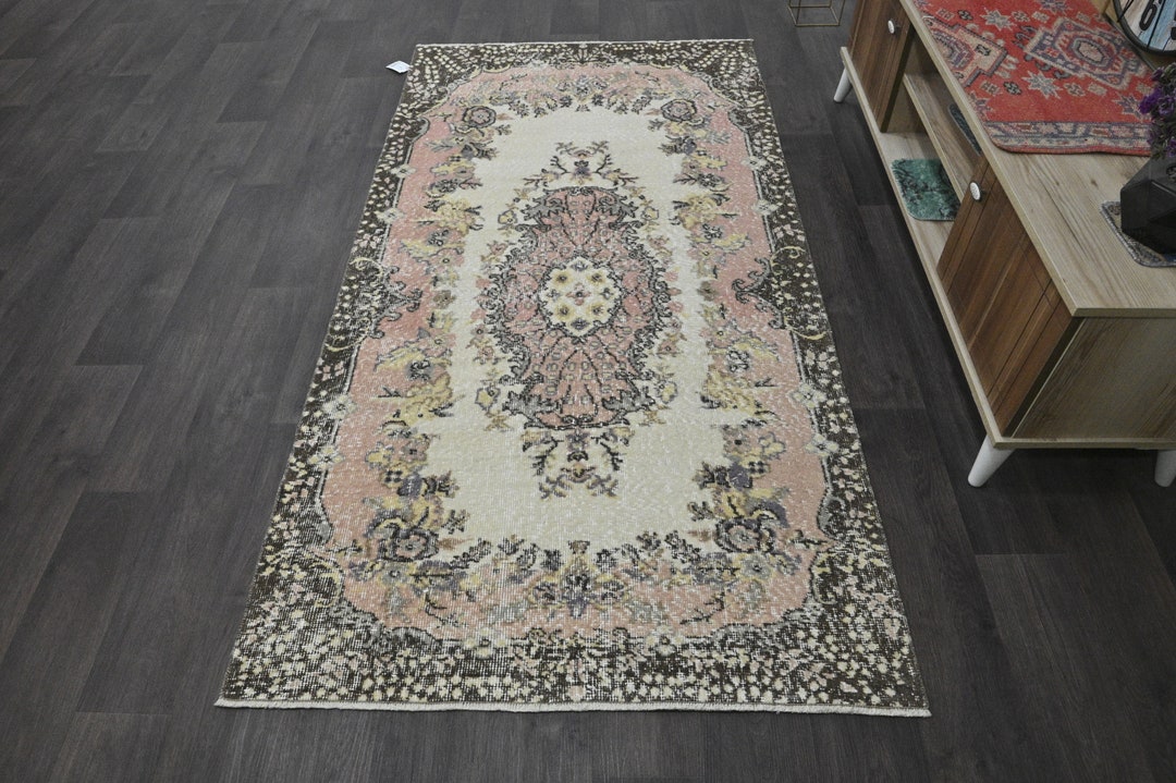 3'8x5'6 Ft, COLORFUL SPRING DECOR, Vintage Turkish Rug, 4x6 Area