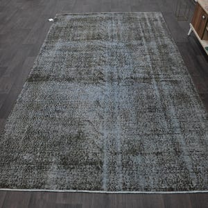Gray Oushak Rug 6x10 Gray -Rug For Bedroom -Gray Vintage Rug, Grey Overdyed Rug Living Room -Turkish Grey Rug -Large Area Rug Gray, 9956