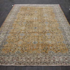 7x10 VINTAGE RUG in Wool, 7x10 Area Rug, 7x10 Rug, 7x10 Turkish Rug, Distressed Rug, Handmade Rug, 7x10 Muted Rug, Area Rug,7x10 Vintage Rug