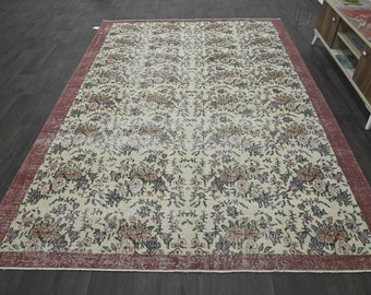 Türkischer Teppich 200x300 Vintage Neutral Teppich, Beige Grau Braun Teppich, Schlafzimmer Teppich, Wohnzimmer Teppich