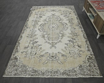 Large Rugs, Turkish Rug, Vintage Rug, Floral Oushak Rug, Rugs For Living Room, 5.2x8.8 ft Brown Rug, Colorful Rug, Large Turkish Rug, 10698