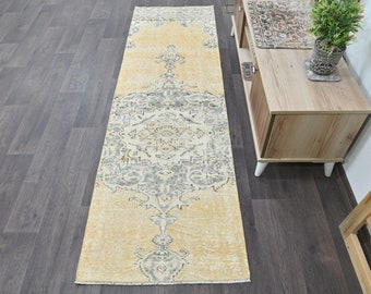 Hallway rug, Oushak rug, Turkish rug, Vintage rug, Oriental runner rug, Ethnic rug, Stair rug, Aztec rug, Handmade rug 2.3 x 7.8 ft 8544