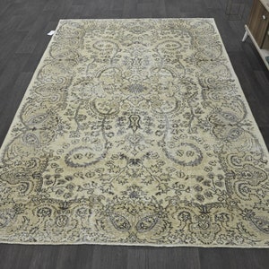 6x8 Large Rugs, Turkish Rug, Vintage Rug, Faded Anatolian Rug, Rugs For Dining Room, 5.6x8 ft Beige Rug, Muted Rug, Turkish Salon Rug,