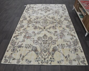 Wool Rug,5x8 Rug,Area Rug,Handmade Rug,Soft Rug,Neutral Rug,5x8 Vintage Rug,Rug For Living,5x8 Turkish Rug,Bedroom Rug,Anatolian Rug,6048