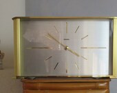 rare 60s HERMLE 1237 German Vintage Golden Mantle Clock 4 4 Westminster Bim-Bam-Chime Brass Fireplace Clock Living Room Quartz Clockwork