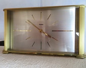 rare 60s HERMLE 1237 German Vintage Golden Mantle Clock 4 4 Westminster Bim-Bam-Chime Brass Fireplace Clock Living Room Quartz Clockwork