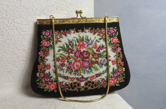 Dreamy Petit Point 1950's French Handbag Tapestry