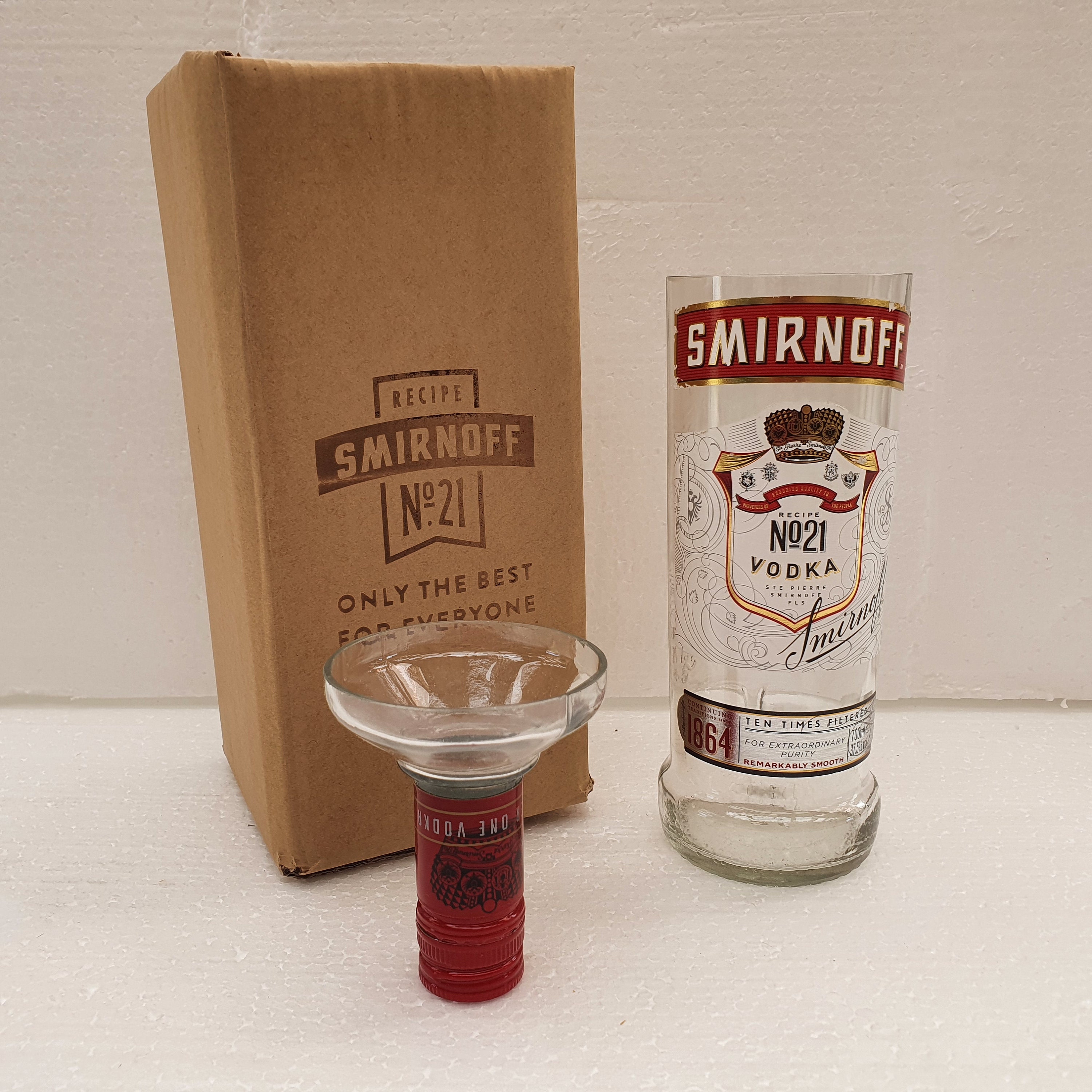 Smirnoff Vodka Bottle 1L Gift Box Set Upcycled Glass handmade Etsy