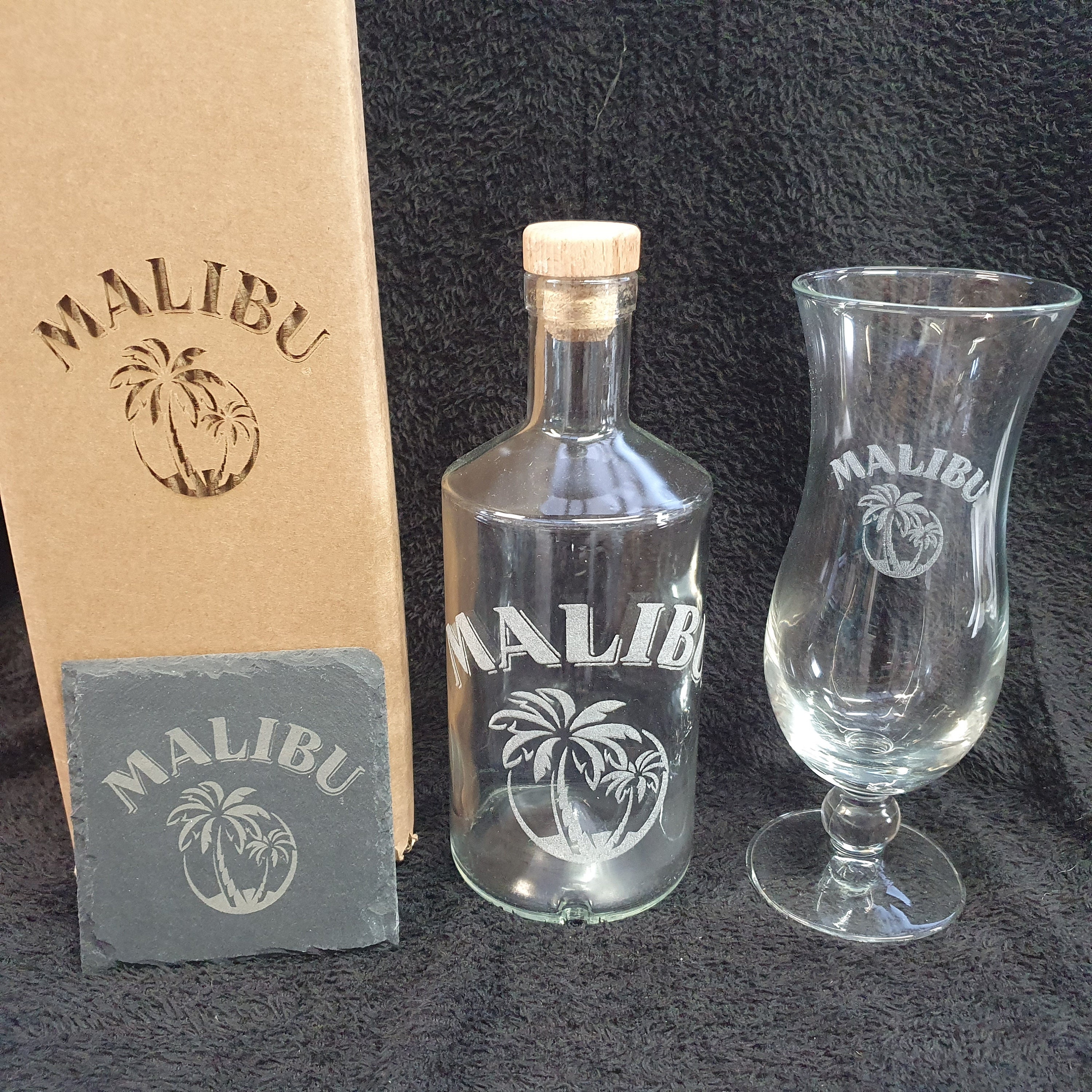 Malibu decanter gift box set can be personalised with message Etsy