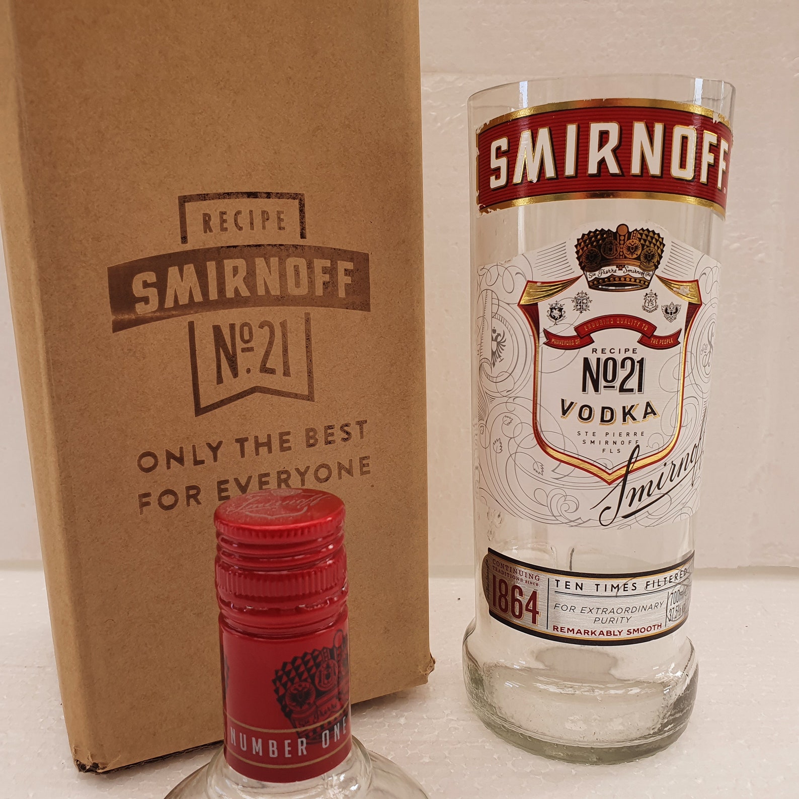 Smirnoff Vodka Bottle 70cl Gift Box Set Upcycled Glass Etsy