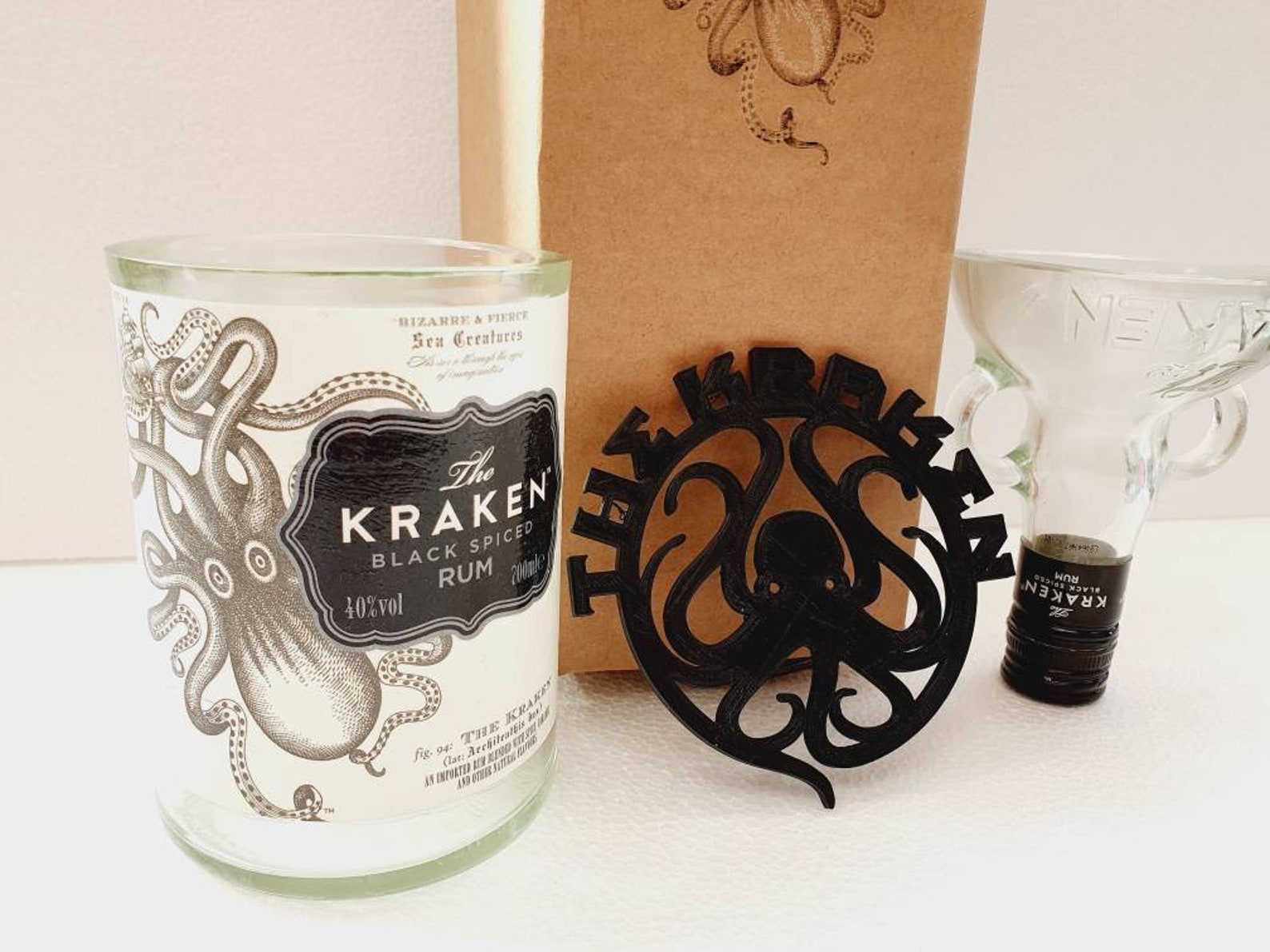 Kraken Glass gift box set can be personalised with message . Etsy