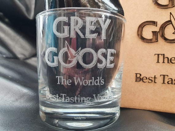 GREY GOOSE Grey Goose Vodka Tumbler Glass with slate Coaster gift set can be personalised 