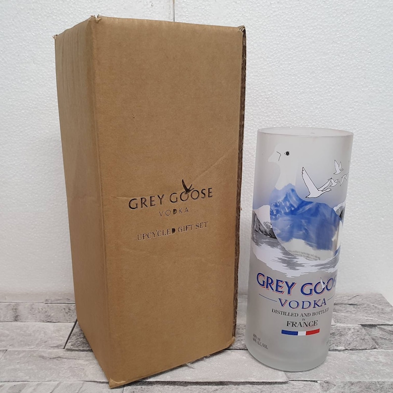 Grey Goose Vodka Bottle Upcycled Glass Gift box set