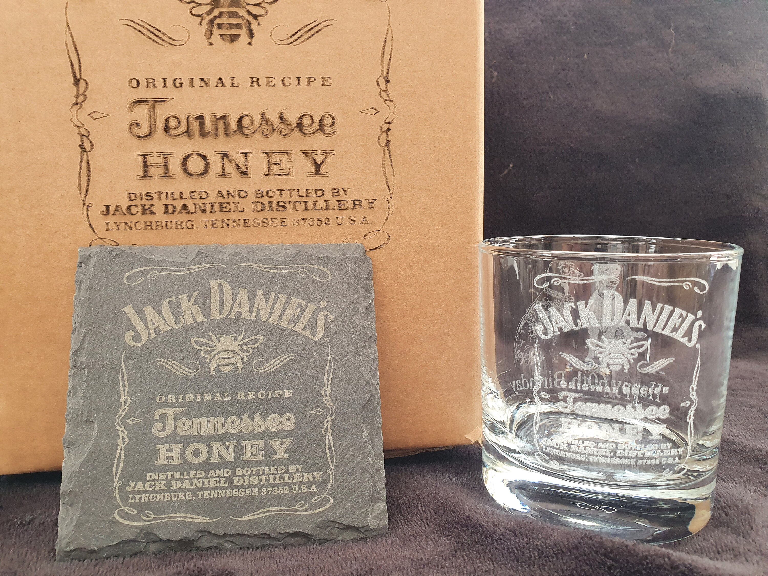 JD Honey decanter gift box set can be personalised present Etsy