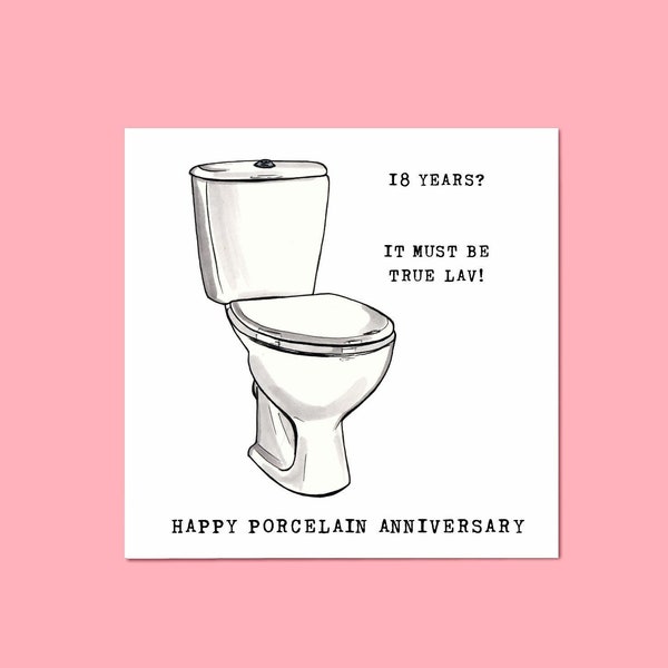 Tarjeta de 18º aniversario • Porcelana • ¿18 años? ¡Debe ser verdad! Lavabo • Decimoctavo • Juego de palabras con inodoro • Lavabo • Baño divertido • Para él, para ella, para parejas