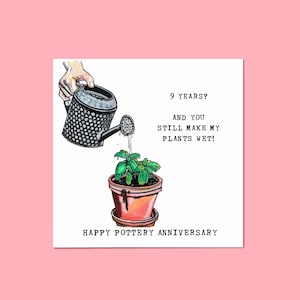 9th Anniversary Card • Pottery • Plant Pot • Funny Rude • Ninth