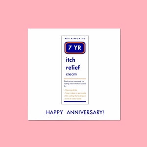 7th Anniversary Card • 7 Year Itch Relief Cream • Personalise • Funny • Seventh