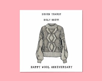 1732 Happy Wool Anniversary 7 Year Card Funny Greeting Card Wife Husband | UK