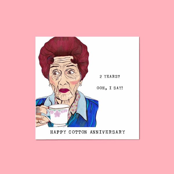 Second Wedding Anniversary Dot Cotton Card • Funny 2nd Anniversary Card • Cotton Anniversary • Funny Card • Two Years • Pun Card • Eastender