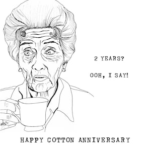 Second Wedding Anniversary Dot Cotton Card Funny 2nd Anniversary Card Cotton Anniversary Funny Card Two Years Pun Card Eastender Bild 3