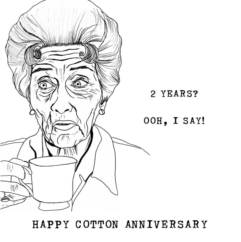 Second Wedding Anniversary Dot Cotton Card Funny 2nd Anniversary Card Cotton Anniversary Funny Card Two Years Pun Card Eastender Bild 3