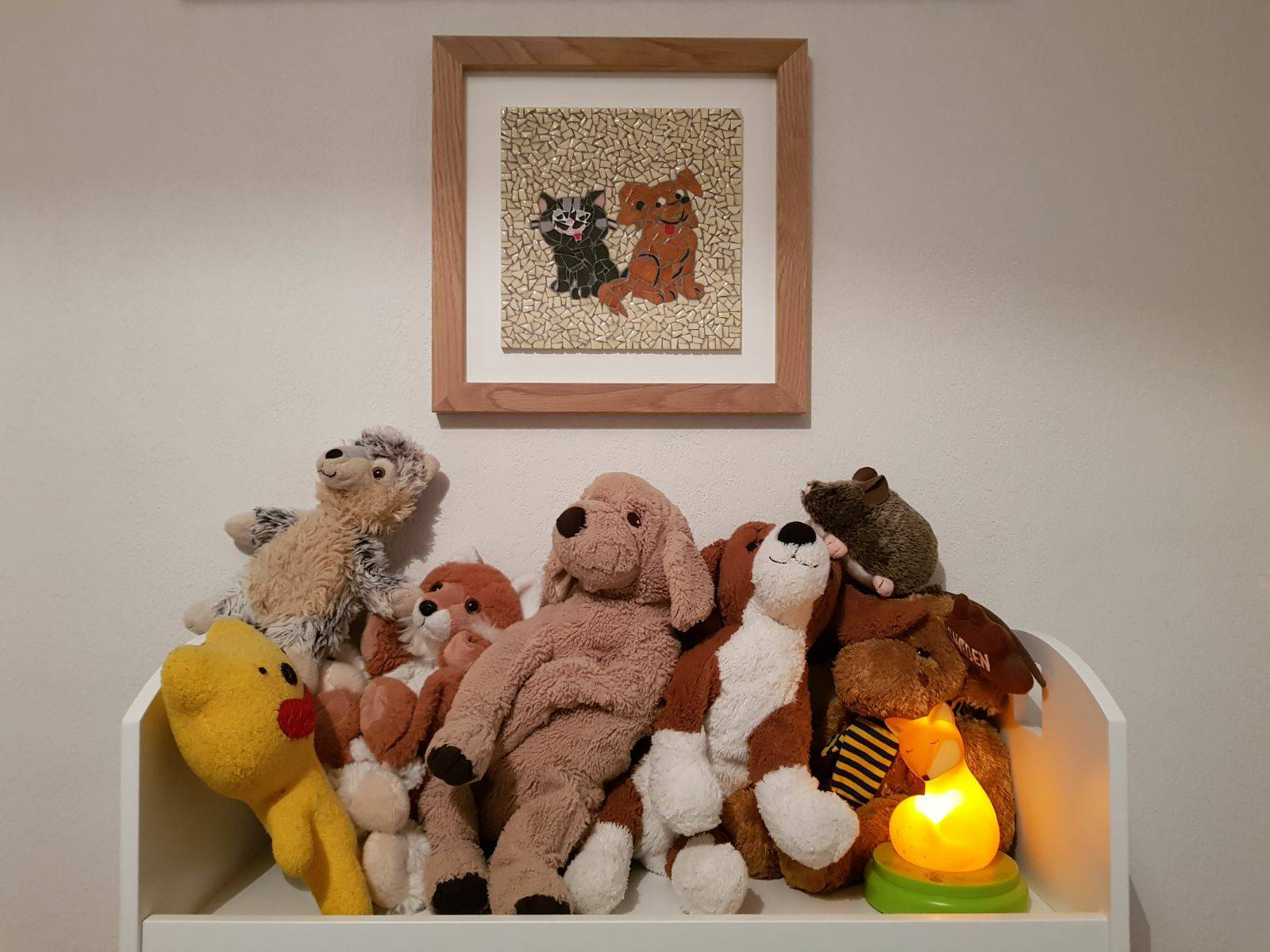 Unique Children Mosaic Chien Rudy & Chat Mistigri | Rudy The Dog & Mistigri Cat - Art Tile Wall Hang