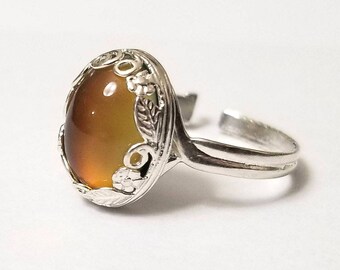 Shiny Sterling Silver 925 MOOD RING Medium Oval Silver