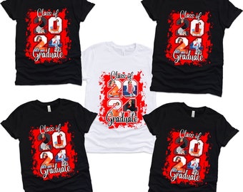 Red Theme Class of 2024 Graduate Customized Photo Shirt | Graduate Unisex T-shirt