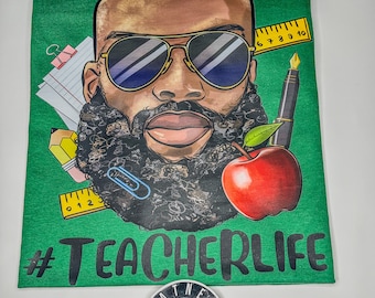 Bald head Black Man Teacher Life | Black Educator Unisex Crewneck T-shirt
