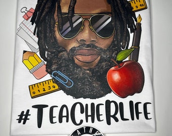 Afro Locs Hair Black Man Teacher Life | Black Educator Unisex Crewneck T-shirt